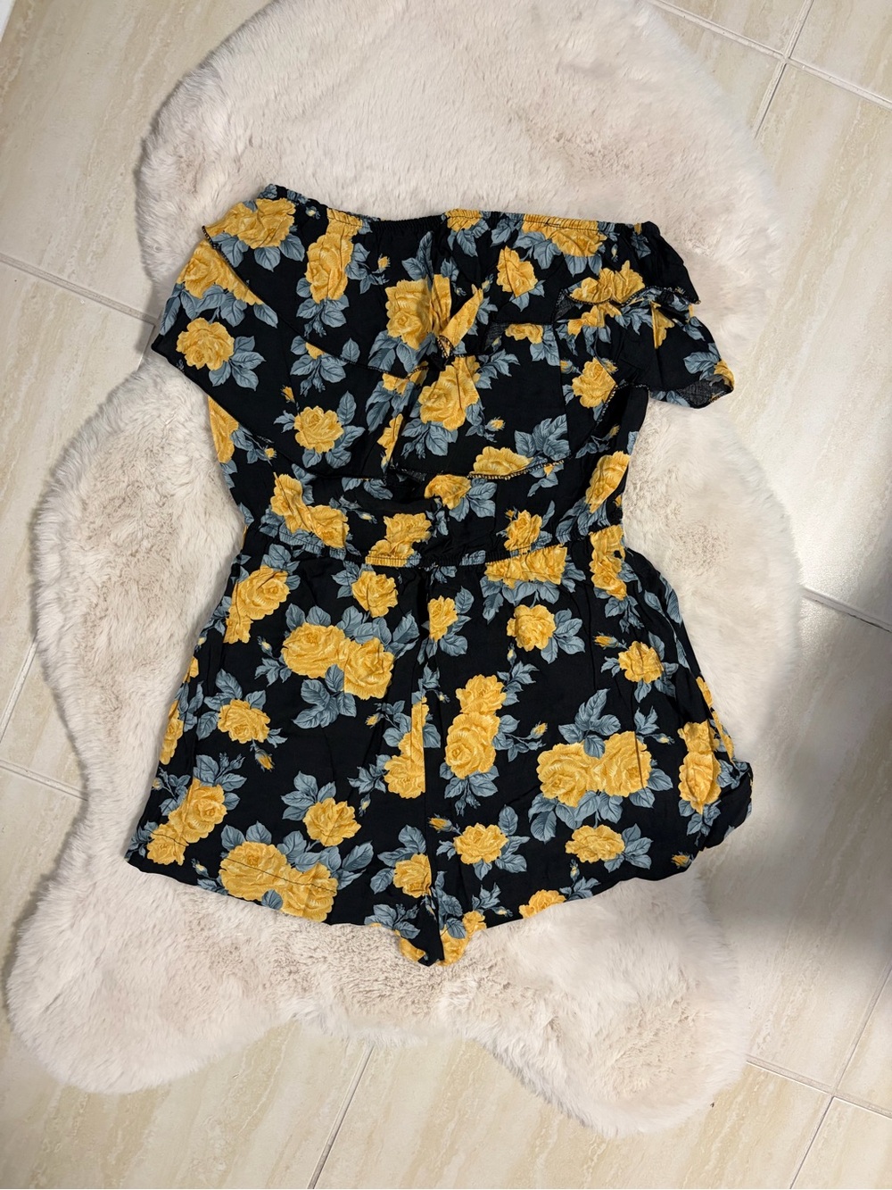 Off-Shoulder (no sleeves) Floral Romper